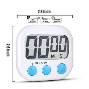 Digital Kitchen Timer for Cooking Big Digits Loud Alarm Magnetic Backing Stand Cooking Timers for Baking White