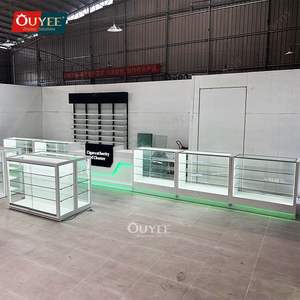 Tienda de tabaco Estante de exhibición minorista Marco de madera Estantes de vidrio Tienda de humo Escaparate de vidrio corto Escaparate de tienda de humo con luz - Product Image 3