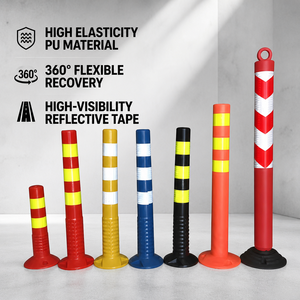 Poste de Advertencia Elástico de PVC Resistente con Cinta Reflectante de Alta Visibilidad, 65 cm de Altura, para Seguridad Vial - Product Image 1