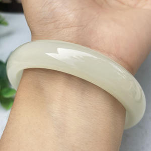 Vente en gros Afghan vert et blanc jade plat bande bracelet femmes jade bracelet bracelets - Product Image 4