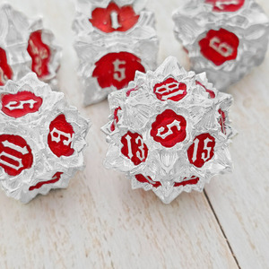 Juego de dados poliédricos de acrílico y metal Accesorio de juego de rol de mesa de 14 piezas para juegos DND Inspirado en Multiple Lotus - Product Image 2