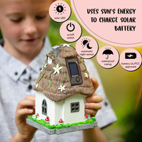 Poly résine fée jardin maisons à vendre fée jardin statue maison figurine arbre maison avec LED énergie solaire