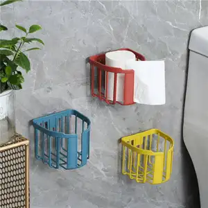 Portarrollos de papel higiénico sin perforaciones para baño, caja de pañuelos de baño creativa Popular, soporte de papel higiénico montado en la pared