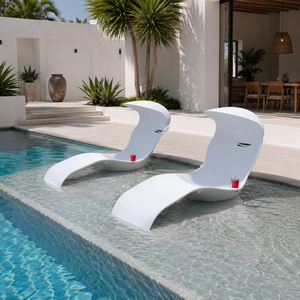 Chaise longue en fibre de verre avec coussin pour piscine peu profonde, terrasse et patio extérieur - Product Image 3