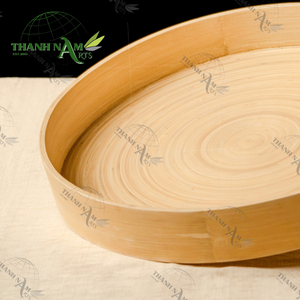 Plateau de présentation rond en bambou personnalisé par OEM plateau en bambou naturel écologique pour la décoration de table de restaurant et de cuisine - Product Image 4