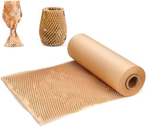 Rouleau de <span class=keywords><strong>papier</strong></span> d'emballage en nid d'abeille Alternative durable au rouleau à bulles <span class=keywords><strong>pour</strong></span> le déplacement/expédition/rouleau d'emballage avec 20 autocollants fragiles - Product Image 2