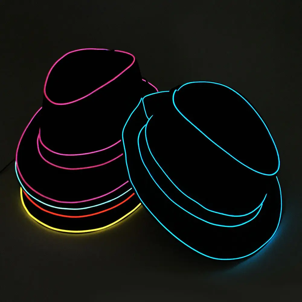 Nicro Custom Glow Theme Party Neon Glow Birthday Party in The Dark Light up Hat Colors Flashing EL Flash Wire Fedora Party Favor