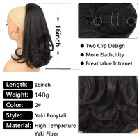 Extensions de cheveux synthétiques WP26 à cordon de serrage, 16 pouces, 140g, avec filet de maintien arrière, queues de cheval Yaki