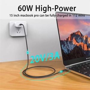 60W 3A nhanh sạc cáp Nylon bện USB C Cáp dữ liệu tốc độ cao 1m/3ft USB sạc với loại C điện thoại di động USB cáp điện thoại - Product Image 5