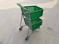 DIKA DK-PT-4 Chariot de courses pliable portable à 2 niveaux avec roues, surface en plastique