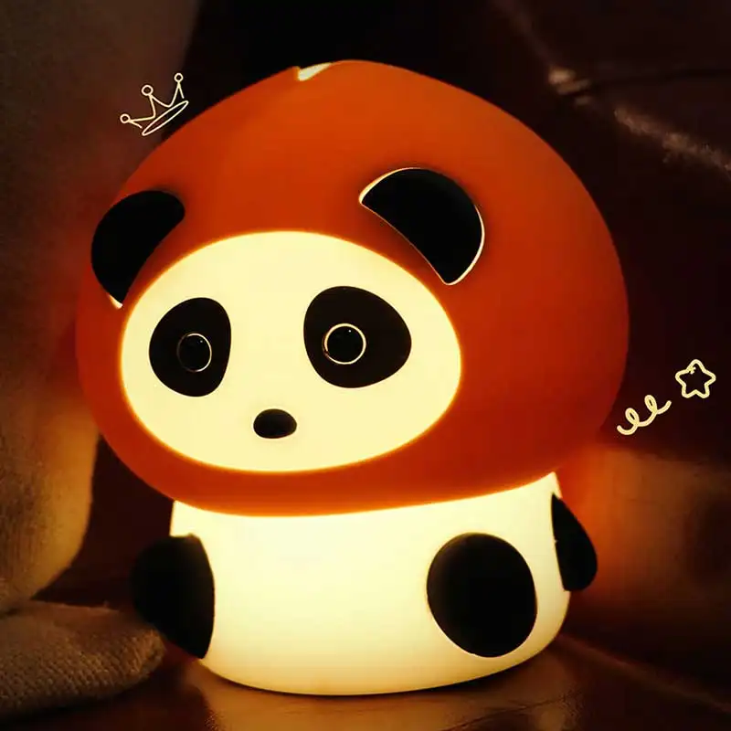 Lampada da comodino portatile a luce calda in Silicone di vendita calda 1200mAh capacità della batteria Panda luci notturne del bambino