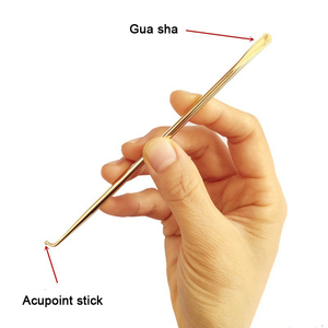 Médecine traditionnelle chinoise bâton <span class=keywords><strong>d</strong></span>'acupuncture en cuivre doré pour le massage méridien du corps et la cueillette des oreilles 150*5mm outil Gua Sha - Product Image 6