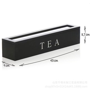กล่องเก็บชาไม้ 43x9x8.7 ซม. ทรงสี่เหลี่ยมพร้อมช่องสำหรับจัดเก็บชา กาแฟ แคปซูล และเครื่องประดับ - Product Image 5