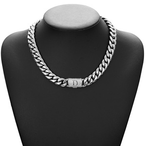 Personalizado 14mm titanio Curb cadena de eslabones cubanos hombres Hip Hop <span class=keywords><strong>Miami</strong></span> Acero inoxidable grueso cubano pulsera con CZ letra cierre - Product Image 6