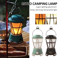 Lanterne de camping LED rétro d'extérieur, lampe torche portable à flamme pour utilisation routière, étanche IPX4