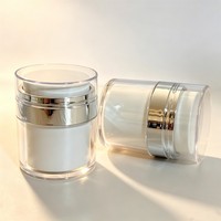 Crème pour les yeux personnalisée avec logo, flacon rond de 50 g, pot cosmétique pour crème de soin à double couche, type pression, sous vide