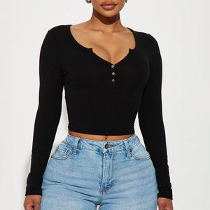 Haut à manches longues respirant anti-boulochage pour femmes décontracté personnalisé de haute qualité - Product Image 1