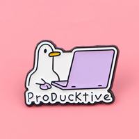 Spilla da bavero in metallo smaltato con citazione e lettera inglese creativa "ProDucKtive", accessorio per abbigliamento, all'ingrosso