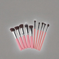 Ensemble de 10 pinceaux de maquillage pour le visage et l'application de masques en argile, poils doux en nylon, manche en bois, applicateur de fond de teint et d'eye-liner