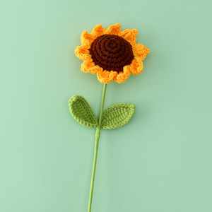 Tournesol tige unique Crochet <span class=keywords><strong>Bouquet</strong></span> 5 plis fil tricoté pour la journée des enseignants maternelle Graduation <span class=keywords><strong>fleurs</strong></span> décoratives plantes - Product Image 3