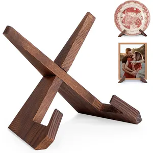 Plate Stand for Display 6.5 Inch Plate Holder Display Stand Wooden Picture Frame Stand Decorative Table Top Easels for Display