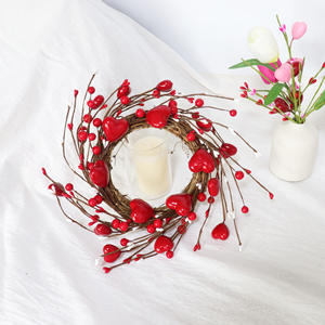 زينة جديدة لعيد الحب وعيد الأم على شكل قلب أحمر وتوت، حلقة شمعدان، زينة طاولة، إكليل زخرفي للتعليق على الأبواب والجدران - Product Image 4
