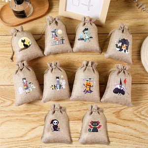 10*15cm Halloween Treat Bonbons Sacs pour Enfants Party Favor Recyclable Toile De Jute Cordon Lin Jute Cadeau Sacs - Product Image 1