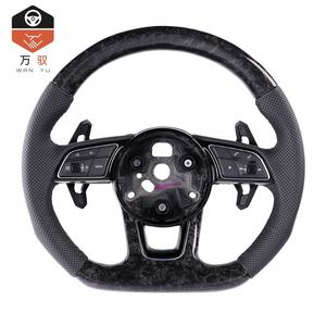 Volant en cuir en fibre de carbone forgé avec design <span class=keywords><strong>sport</strong></span> chauffant à LED pour <span class=keywords><strong>Audi</strong></span> <span class=keywords><strong>A3</strong></span>/A4/S4/Rs4/A5/S5/Rs5/A6 - Ajustement universel - Product Image 2