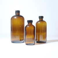 Botol Isi Ulang Silinder Anti UV Amber 30-150ml dengan Tutup Hitam Kedap Udara dan Pipet, Wadah Kaca Portabel untuk Minyak Esensial