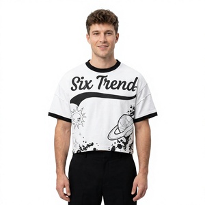 T-shirt Ringer Homme Personnalisé, Coupe Ample et Épaisse, Style Streetwear Vintage, Imprimé Graphique, Coupe Droite, Manches Courtes, en Coton - Product Image 1