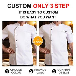 Ropa de Chef sencilla a la moda, ropa de Chef transpirable, estampado personalizado, bordado, modelos de manga corta para hombres, chaqueta de Chef clásica - Product Image 3