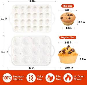 Moule à cupcakes mini en silicone avec cadre métallique renforcé, antiadhésif, sans BPA, certifié LFGB, 24 cavités, de la marque MUYULINS Factory, pour gâteaux américains. - Product Image 5