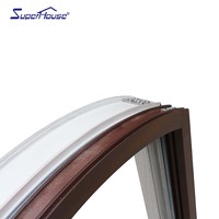 Fenêtres et portes résistantes aux ouragans, à rupture de pont thermique, coupe-vent, en aluminium extérieur, triple vitrage, verre cintré fixe, allemand