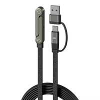 Câble de charge pliable avec support intégré, cordon de charge rapide pour téléphone et tablette, câble de données ultra-rapide 240W, support de téléphone