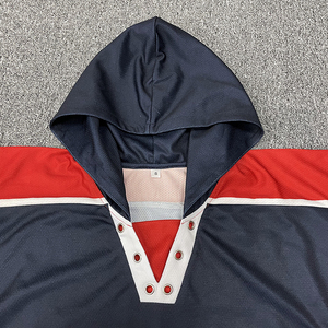 Maillot de hockey sur glace à capuche personnalisé avec cordon de serrage, service OEM, séchage rapide, respirant, imprimé par sublimation, biochimique, classique noir - Product Image 5
