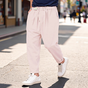 Calças <span class=keywords><strong>Harem</strong></span> Masculinas Casuais para Todas as Estações 2025: Novo Estilo Moderno Cropped com Pregas Frontais e Fechamento por Cordão - Product Image 4