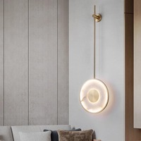 Lámpara Colgante de Mármol de Diseño Moderno y Lujoso, Lámpara de Pared de Latón para Sala de Estar, Dormitorio, Hotel