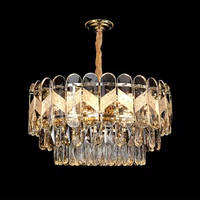 Zèle Éclairage Lustre Hôtel Décoratif Pendentif Lumière Moderne Or De Luxe K9 Cristal Lustre Rond