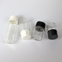 Botol Vial Kaca Bening 5ml 10ml Kosong untuk Sampel Serum/Bubuk, Tutup Ulir Bergaris, Hitam Putih, Dapat Diisi Ulang