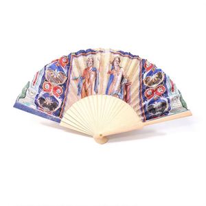 Éventail pliant personnalisé écologique peint à la main, en bambou et tissu coloré - Product Image 2