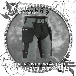 Men's <b>Work</b> Shorts Gray <b>Black</b> Polyester Breathable Multiple Pockets Workwear - Product Image 2