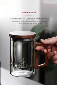 أكواب شاي زجاجية من البوروسيليكات على الطراز الياباني الحديث للبيع بالجملة، خفيفة الوزن وصديقة للبيئة، مناسبة للاستخدام اليومي في المكتب. - Product Image 4