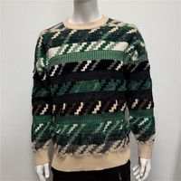 Pull décontracté pour homme en tricot jacquard géométrique à fil acrylique torsadé, col rond, style ethnique vintage, ODM, collection automne
