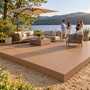 Suelo Modular WPC de Ensamblaje Rápido para Hoteles y Resorts, 1x1m, Base Ajustable de Acero Galvanizado, Plataforma Prefabricada Impermeable para Proyectos Turísticos - Product Image 5