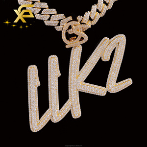 Hip Hop Tùy Chỉnh Moissanite Mặt Dây Chuyền Ban Đầu Thư Thiết Kế 925 Sterling Bạc Tên Iced out VVS Moissanite Mặt Dây Chuyền Người Đàn Ông - Product Image 5