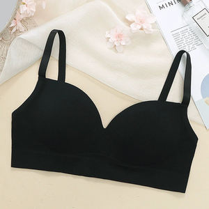 Nouveau Style fille col en v gratuit collé soutien-gorge été Sexy OEM pas d'anneau en acier doux Latex sans fil sous-vêtements push-up soutien-gorge sans couture pour les femmes - Product Image 1