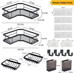Metal 5-Layer <b>Wall</b>-<b>Mounted</b> Bathroom Shower <b>Shelf</b> with Storage Racks and No Drilling - Product Image 5