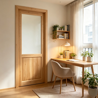 Bulk Order Solid Cedar Wood Interior Glass Door Custom Size Solid Timber Indoor Door