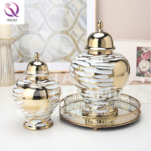 Nordic <strong>Light</strong> Luxury Gold Ceramic General Ginger Jar Crafts Table Decoration Accessories <strong>Vase</strong> With Lid <strong>for</strong> Living Room - Product Image 1