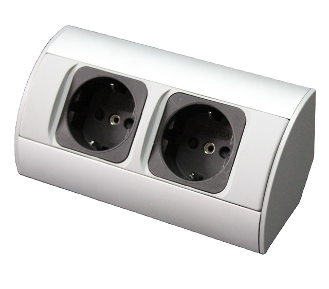 Doppelsteckdose Schuko Socket Aluminum German Corner Socket for Cabinet